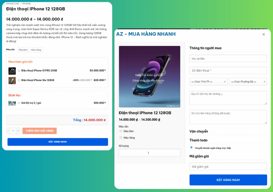 Plugin AZ Mua Hàng Nhanh – Tăng tốc bán hàng cho WooCommerce chỉ trong 1 cú click!