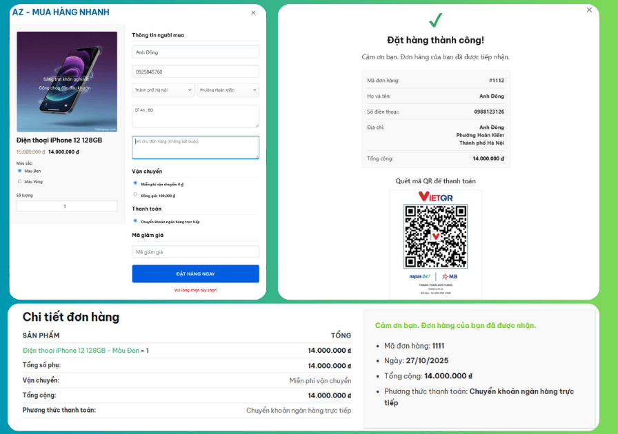 Plugin AZ Mua Hàng Nhanh – Tăng tốc bán hàng cho WooCommerce chỉ trong 1 cú click!