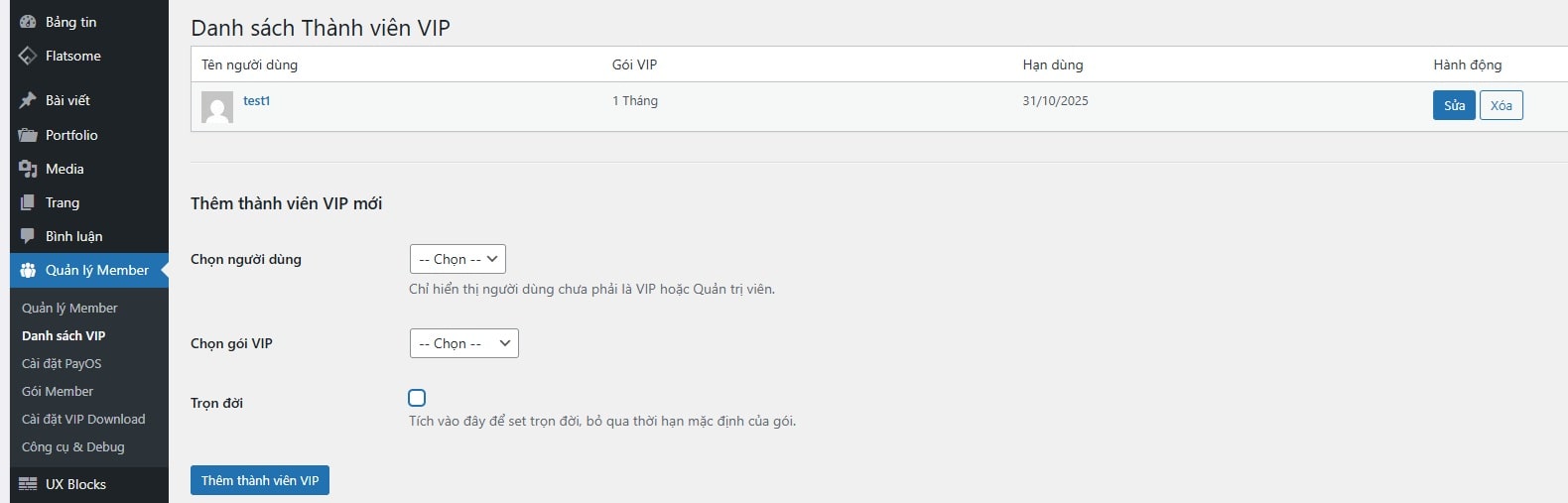 Plugin Nâng cấp Use VIP thanh toán tự động , Quản lý Use VIP
