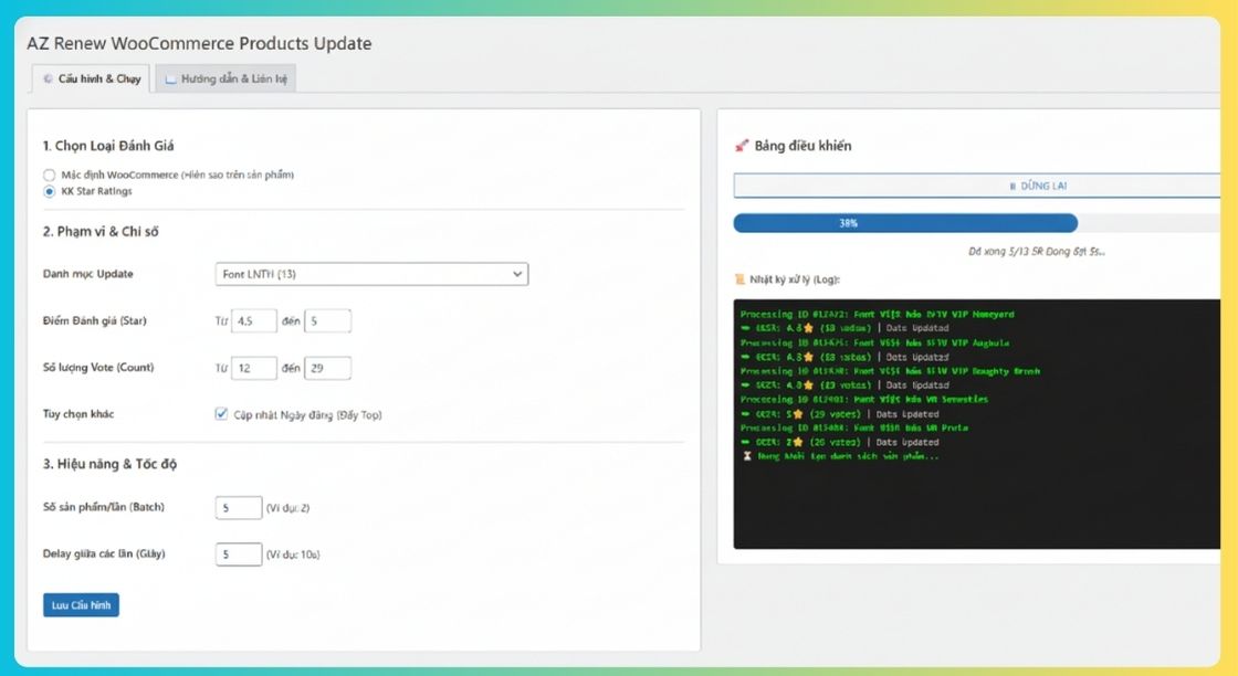 AZ Renew WooCommerce Products - Update ngày đăng sản phẩm, tạo đánh giá hàng loạt cho sản phẩm