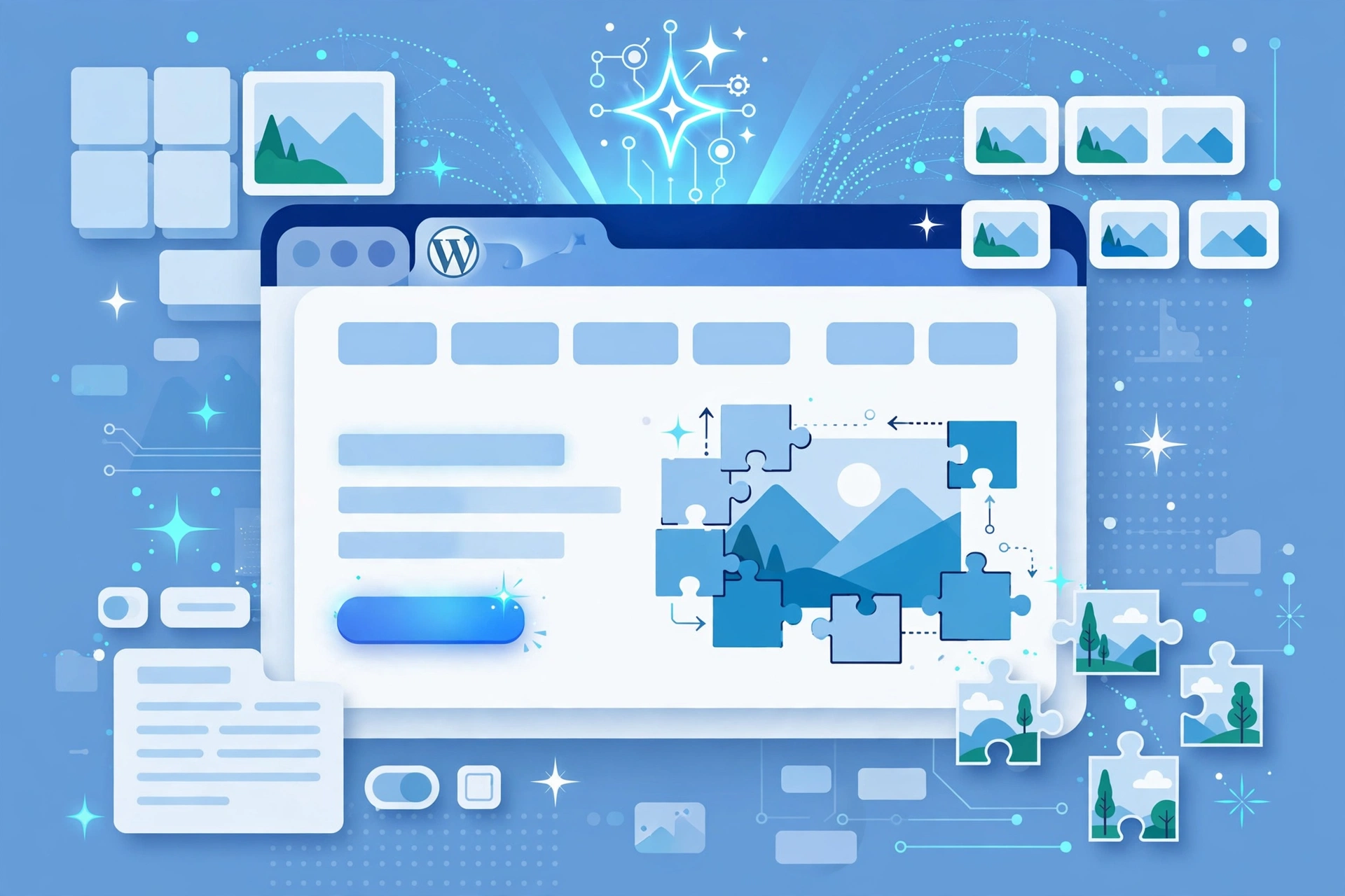 Giao diện AI tạo landing page WordPress tự động với bố cục hiện đại
