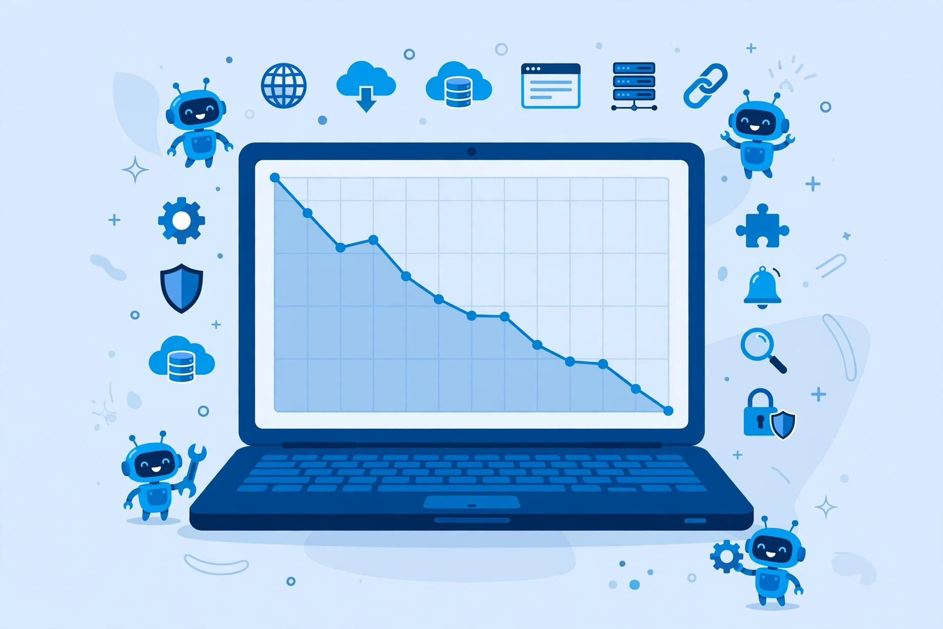 Minh họa cách giảm 70% chi phí API AI khi dùng plugin AI cho WordPress với biểu đồ chi phí giảm mạnh