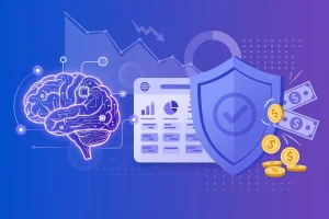 Minh họa cách giảm 70% chi phí API AI khi dùng plugin AI cho WordPress: não AI, khiên bảo vệ và biểu đồ chi phí giảm