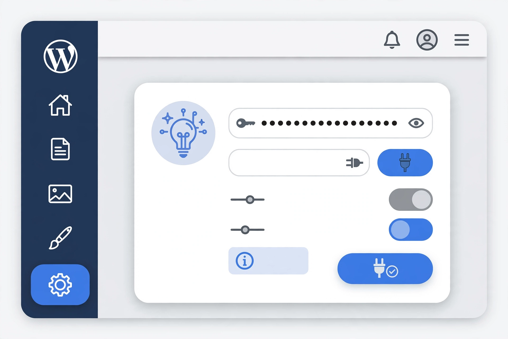 Giao diện cài đặt plugin AI trên WordPress với ô nhập API key OpenAI