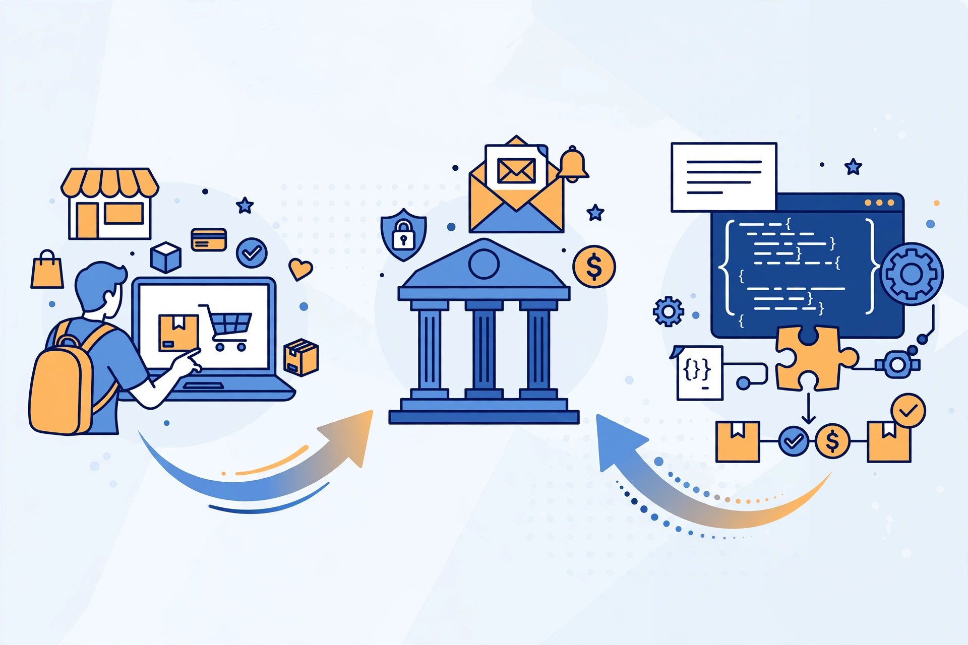 Sơ đồ cơ chế ACB Woo Auto Payment tự động xác nhận đơn hàng WooCommerce qua email báo giao dịch ACB