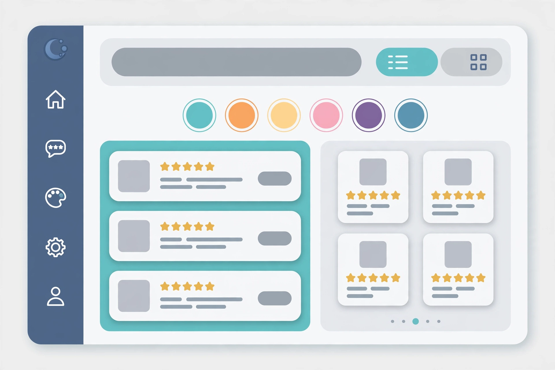 Giao diện tùy biến màu sắc và chuyển đổi layout list/grid cho khu vực review của plugin AZ WooCoo Review