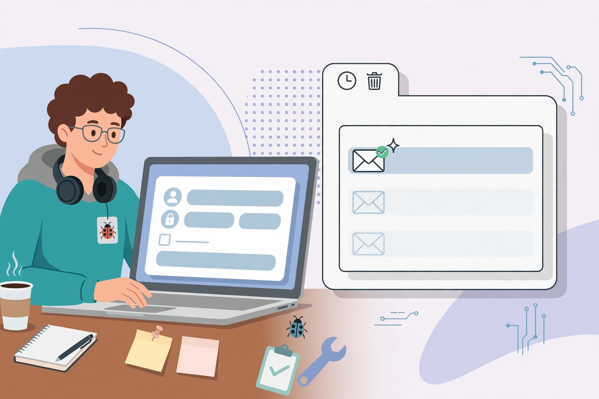 Minh họa tester dùng email tạm Quick Mail Inbox để kiểm tra form đăng ký thành viên WordPress